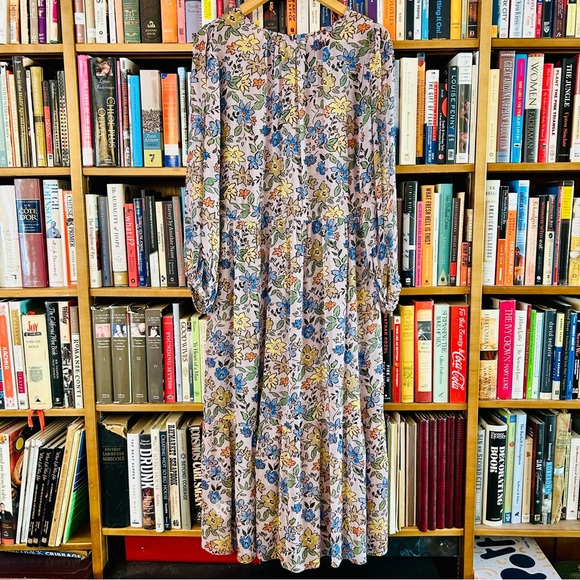 Velvet Graham Spencer Sheer Floral Drawstring Waist Slip Lng Sleeve Midi Dress S - Picture 15 of 16